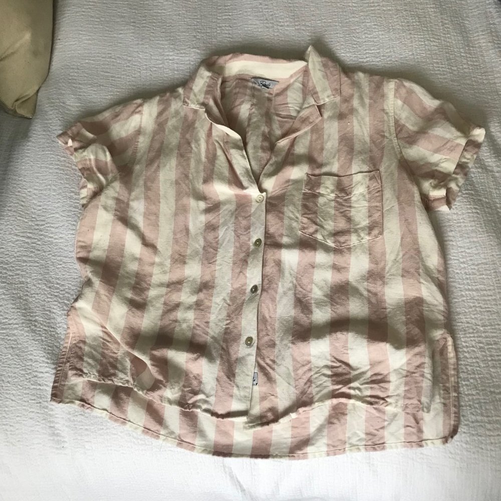 Rails Pink & White Stripe Linen Buttondown XS